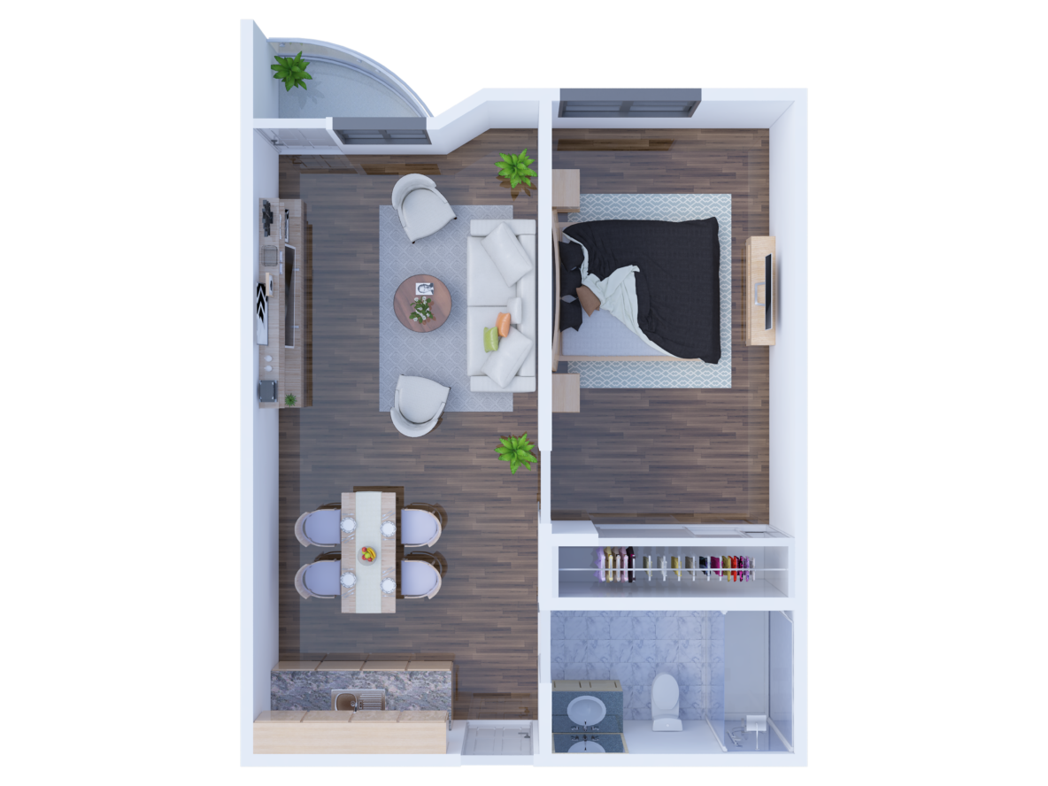 B6 One Bedroom floor plan