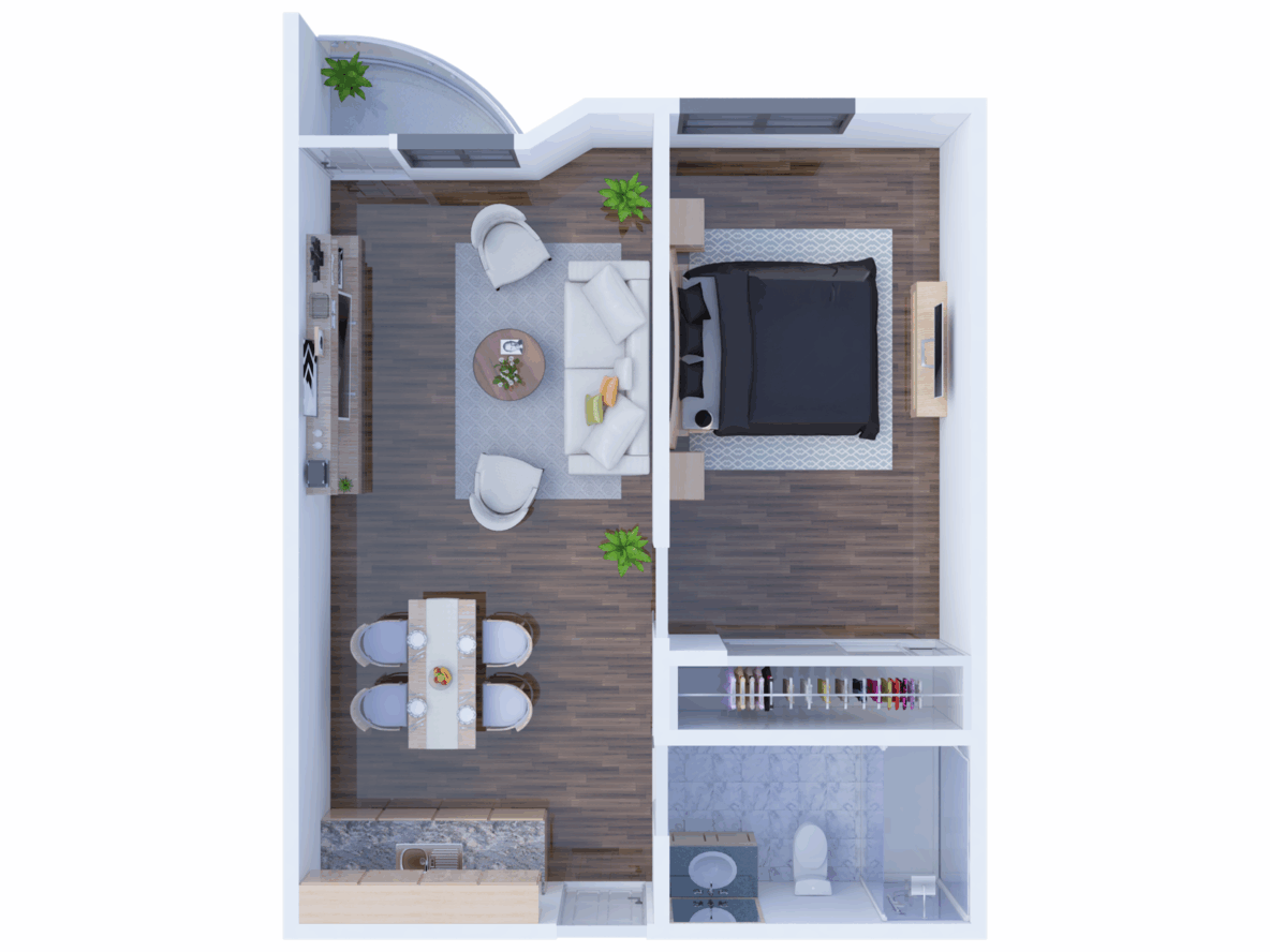 B6 One Bedroom floor plan