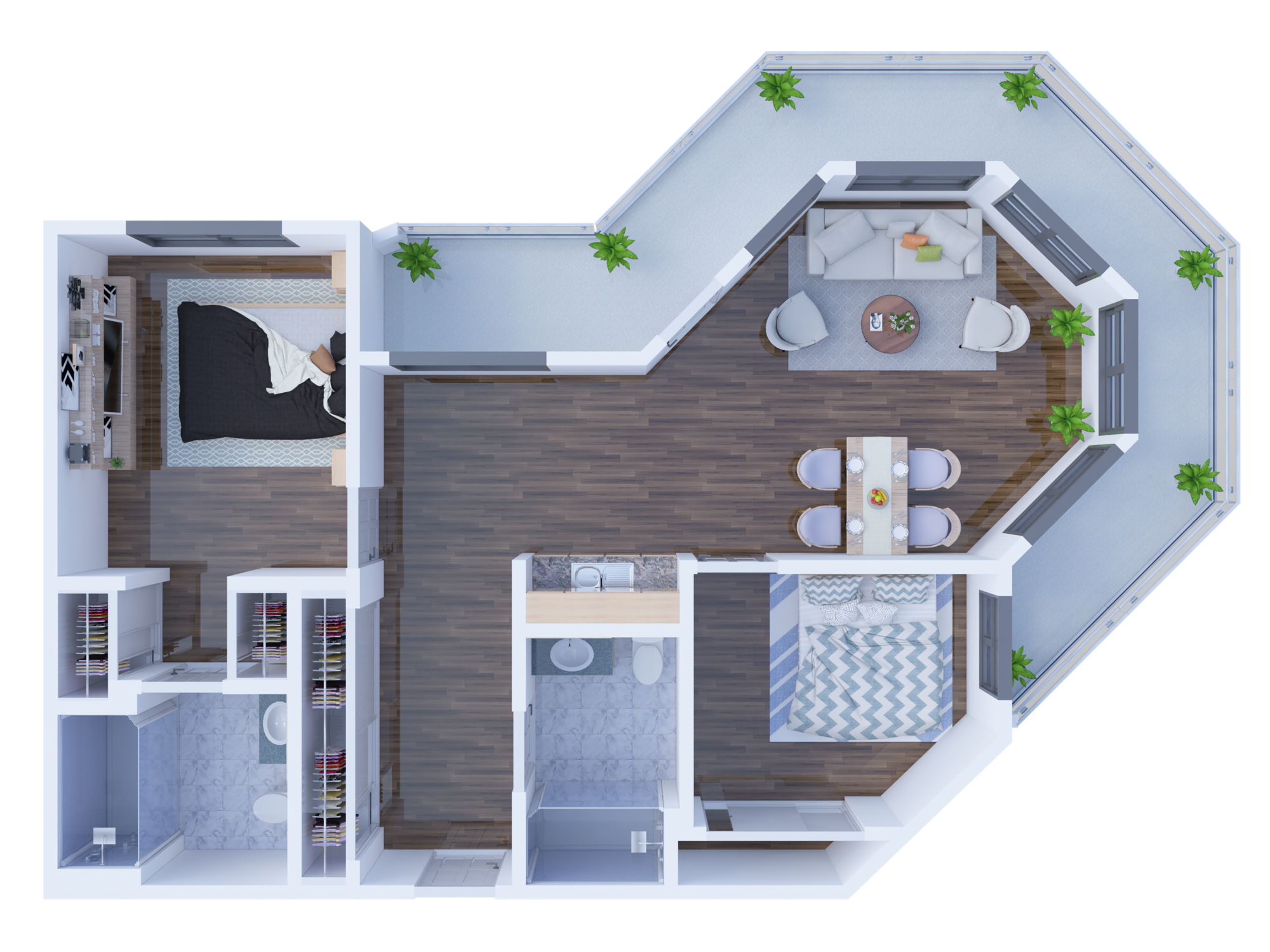 C1 Two Bedroom floor plan